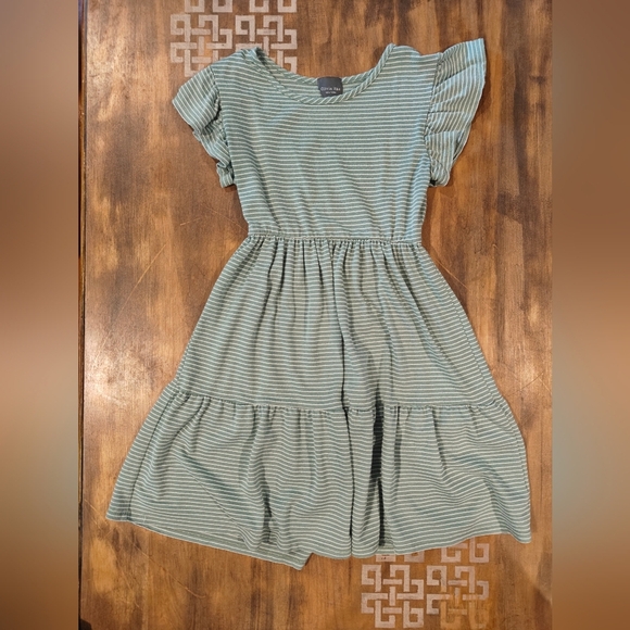 Olivia Rae Dresses & Skirts - 🤍Olivia Rae New York Green White Striped Ruffle Dress Size XS